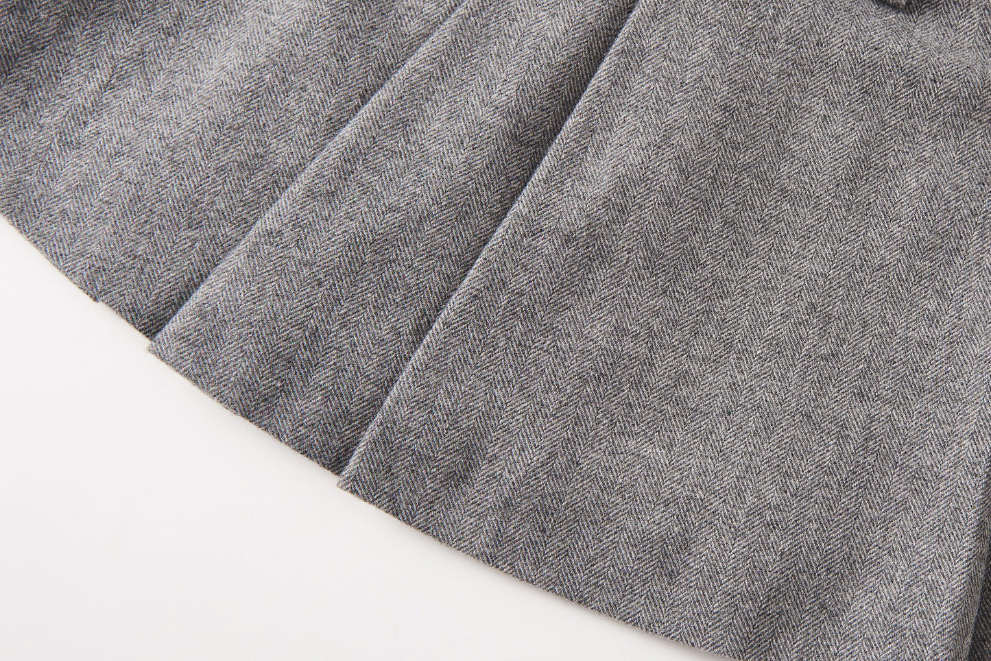 Grey Herringbone Wool Blend Short Skirt